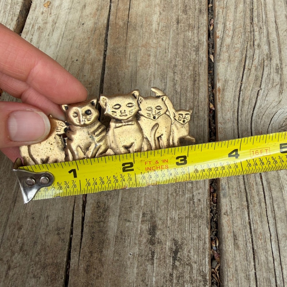 Vintage Cat Hair Barrette Women Gold Tone Five Kittens French Clip Korea 3 Inch - Picture 5 of 6
